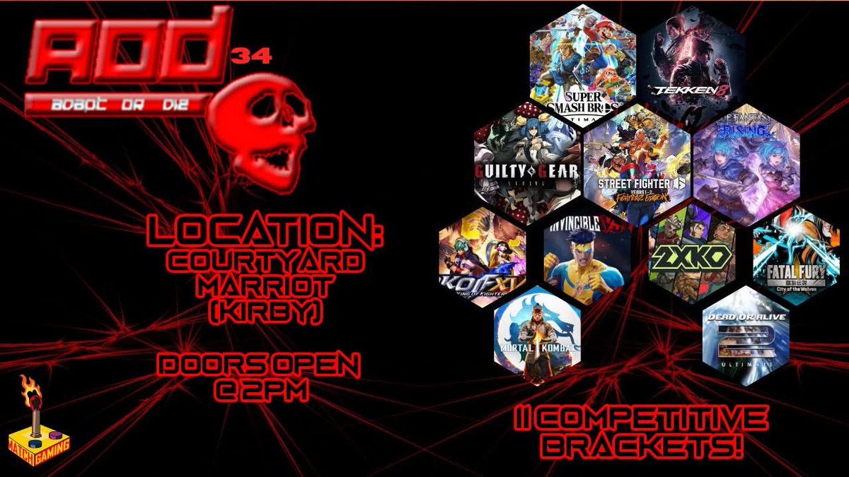 Match_Gamingx's tweet photo. AoD 34 today at 2pm!
Courtyard Marriott on Kirby Prkwy.
$20 Event/Open Play
$5 Bracket entry https://t.co/2s23lJ9Q97