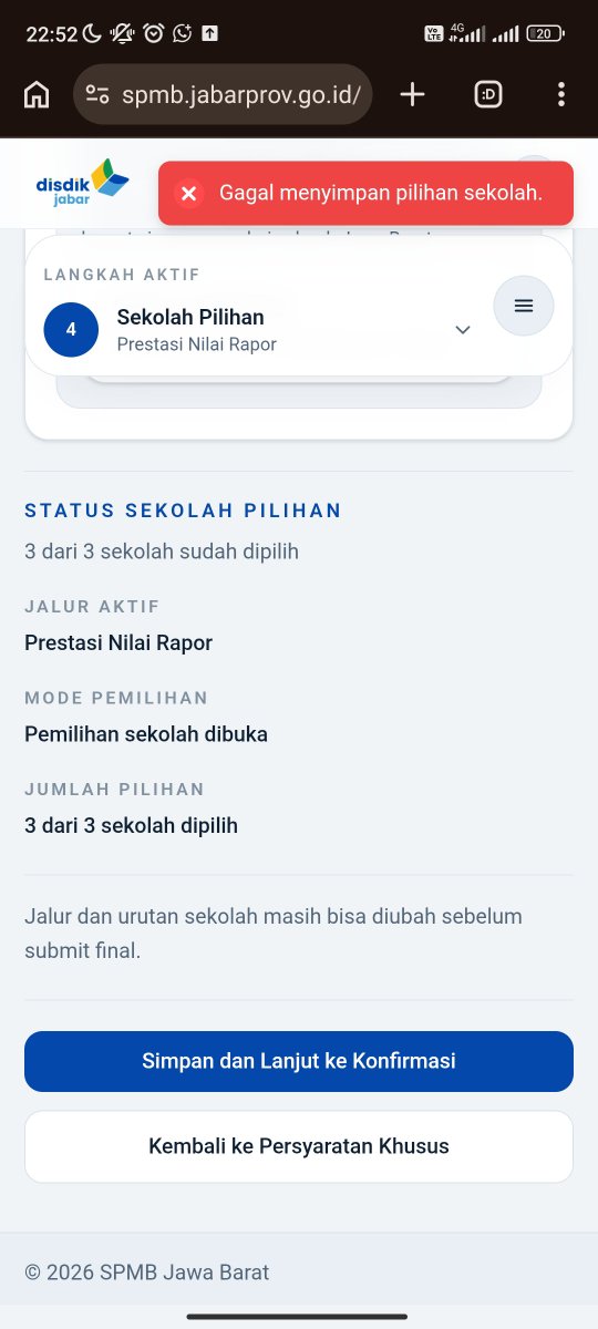 zamtwo's tweet photo. Bug web spmb jabar
- nama kelurahan kurang (mulai fixed)
- pemilihan sekolah ketik manual, kadang ga muncul, lebih baik pilih kota, tampilkan nama smk, tampilkan jurusan
- pilihan data sekolah ga bisa disimpen
- ui ux aneh

@disdik_jabar https://t.co/cC6f9GFA4W