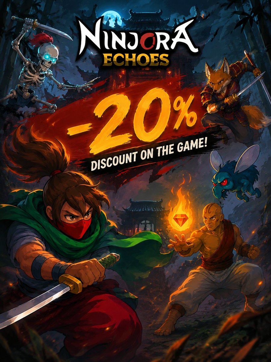 BUG_Studio's tweet photo. Ninjora Echoes is 20% off on Steam!
Master the power of shadow clones, overcome deadly challenges, and uncover hidden secrets.

Awaken your inner ninja while the discount lasts! 🔥

https://t.co/CrVKmgFkgB

#gamedev #pixelart #indiegame #construct3 #indiedev https://t.co/lWDvzKqL2s