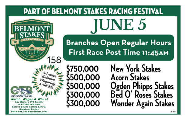 WesternOTB's tweet photo. Big Belmont Stakes action happening this month! 🌟 Check it out!

Watch, wager, and win at any OTB Branch, E-Z Bet location, through Dial-A-Bet, or at https://t.co/qTfBxBnckg https://t.co/MLjDCPsqof