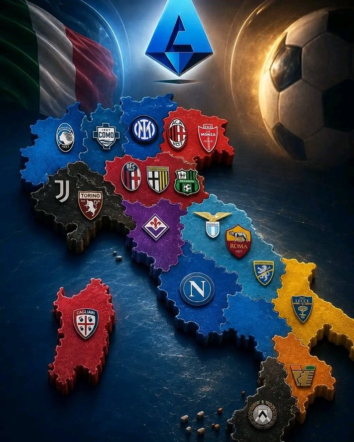 Azuri99's tweet photo. 🏆 قائمة الأندية الـ20 المشاركة في الدوري الايطالي لموسم القادم :

🔵 إقليم لومبارديا:
أتالانتا — كومو — إنتر — ميلان — مونزا

🔴إقليم إيميليا رومانيا:
بولونيا — بارما — ساسولو

🔵 إقليم لاتسيو:
روما — لاتسيو — فروسينوني

⚫إقليم بيدمونت:
يوفنتوس — تورينو

🟣 إقليم توسكانا:
فيورنتينا

🔵إقليم كامبانيا:
نابولي

🔴إقليم ليغوريا:
جنوى

🟡إقليم بوليا:
ليتشي

🔴إقليم سردينيا:
كالياري

⚫ إقليم فريولي فينيتسيا جوليا:
أودينيزي

🟠إقليم فينيتو:
فينيسيا

⚠️ مونزا عاد رسميًا إلى سيري A بعد موسم واحد فقط في الدرجة الثانية، ليُكمل قائمة المشاركين في الموسم الجديد، بينما يواصل كومو كتابة التاريخ بعد تأهله الأوروبي لأول مرة في تاريخه. 🔥🇮🇹

من تتوقع أن يكون الحصان الأسود للكالتشيو الموسم القادم؟ 🤔👇