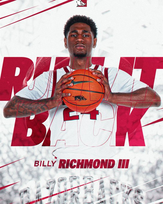 TreNCAAChile's tweet photo. Billy Richmond III vuelve a Arkansas.

Los Razorbacks tienen en papel, una de las mejores plantillas de la D1. https://t.co/LIh6MdAHmm