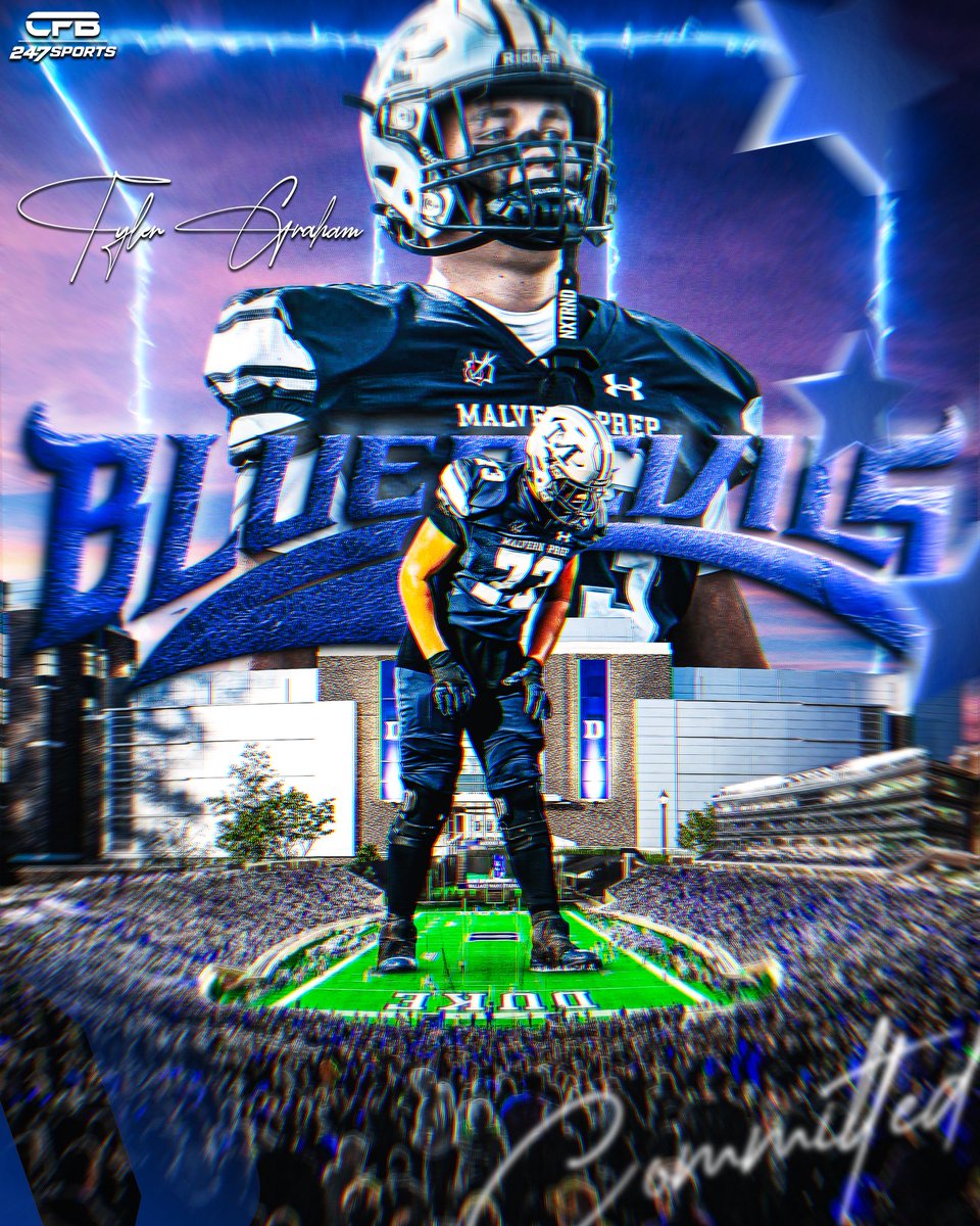 CfbRalb's tweet photo. BREAKING: ELITE (‘27) OT Tyler Graham is committing to play for @dukefootball, he tells me for @247sports.
-
Graham attends Malvern Prep HS in PA. He chose the Blue Devils over schools like Wisconsin, Georgia Tech, and Kentucky.
-
Welcome Tyler home Duke fans! 🔵⚪️ https://t.co/DlyjxybyBN