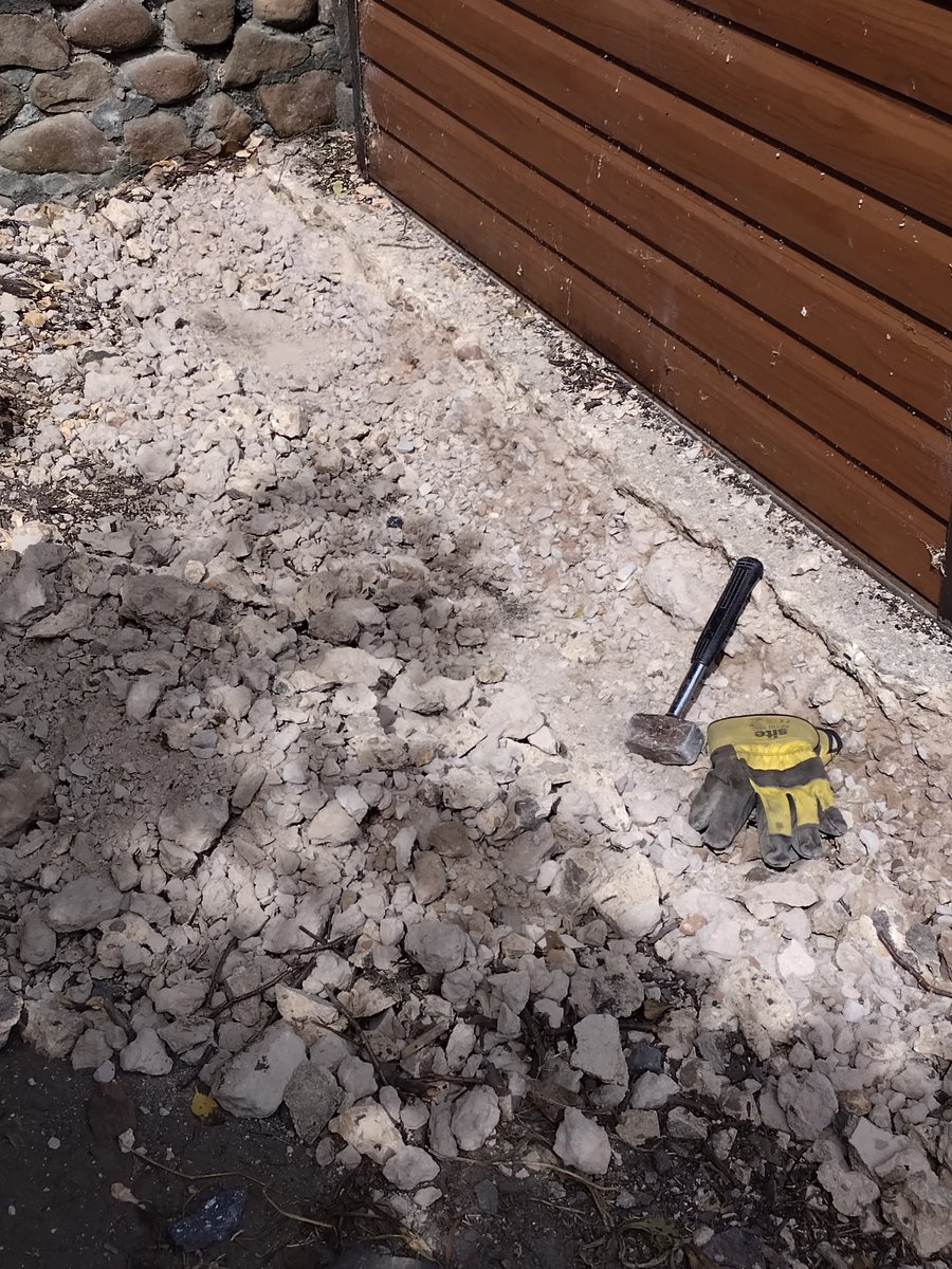 TwrchIwrch's tweet photo. That's the first square metre broken and mostly bagged. Now need to empty and remove the shed to reveal the remaining ten metres. #properjob https://t.co/lLqRZdZRGo