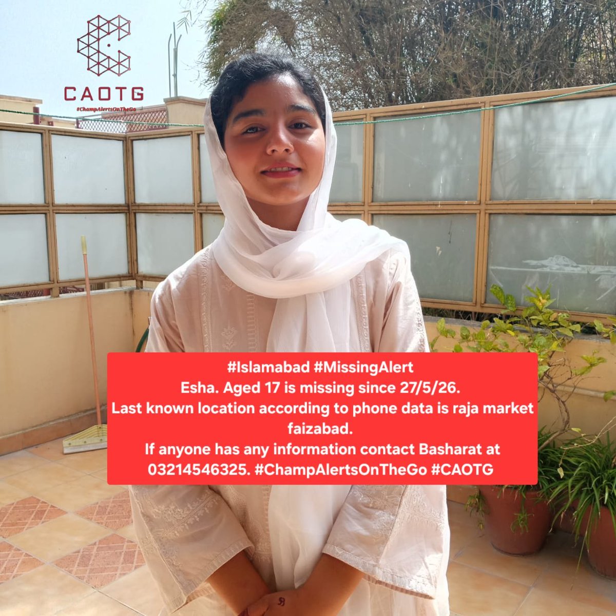 shaheryarhassan's tweet photo. #Lahore #Islamabad #MissingAlerts #ChampAlertsOnTheGo #CAOTG
📍Lahore - Sarwat
📍Islamabad - Esha.
📢Note: To ensure the proper processing of your post regarding missing persons, lost&found items, hit&run, theft, snatching, or grievances against a department, kindly provide a copy of the official police report or complaint submitted to the relevant authorities for upload on #ChampAlertsOnTheGo platform. Without the mentioned requirements I dont upload anything.
I can be reached out on my platforms, whatsapp +92-345-8950985 or email at info@champalertsonthego.org. #CAOTG #ChampAlertsOnTheGo.