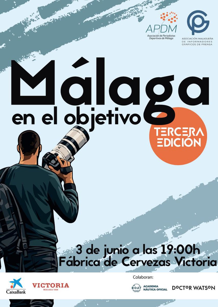 apdeportivosmlg's tweet photo. 📸 Este 3/06 (19h) celebramos una nueva edición del Premio de Fotoperiodismo Deportivo ‘Málaga en el Objetivo’.

🤝📍 Gracias a @CervezaVictoria por su compromiso con el deporte y la comunicación, patrocinando y ofreciendo la Fábrica para albergar el acto. ¡Os esperamos! https://t.co/bkqAMKTVTQ