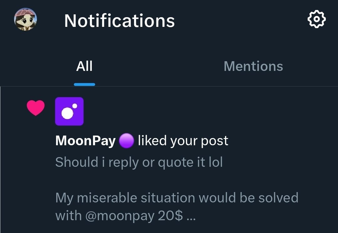 Not_Joetrade's tweet photo. @moonpay when me 😭 ( already received dm but nothing happened) https://t.co/B9OpWibmdS