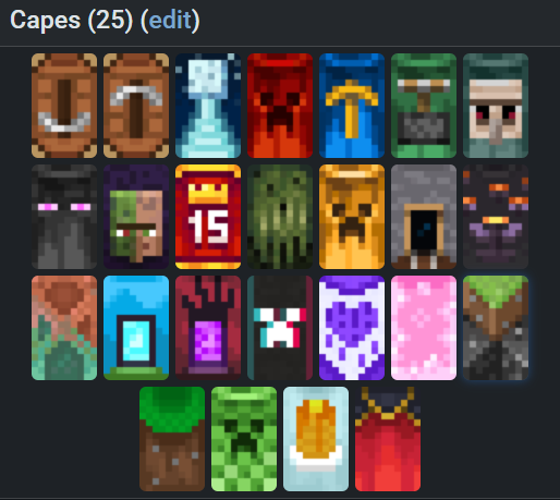 AntVenom's tweet photo. Don't talk to me unless you also have 25 Minecraft Java Edition capes. https://t.co/QzSnoW5uq2