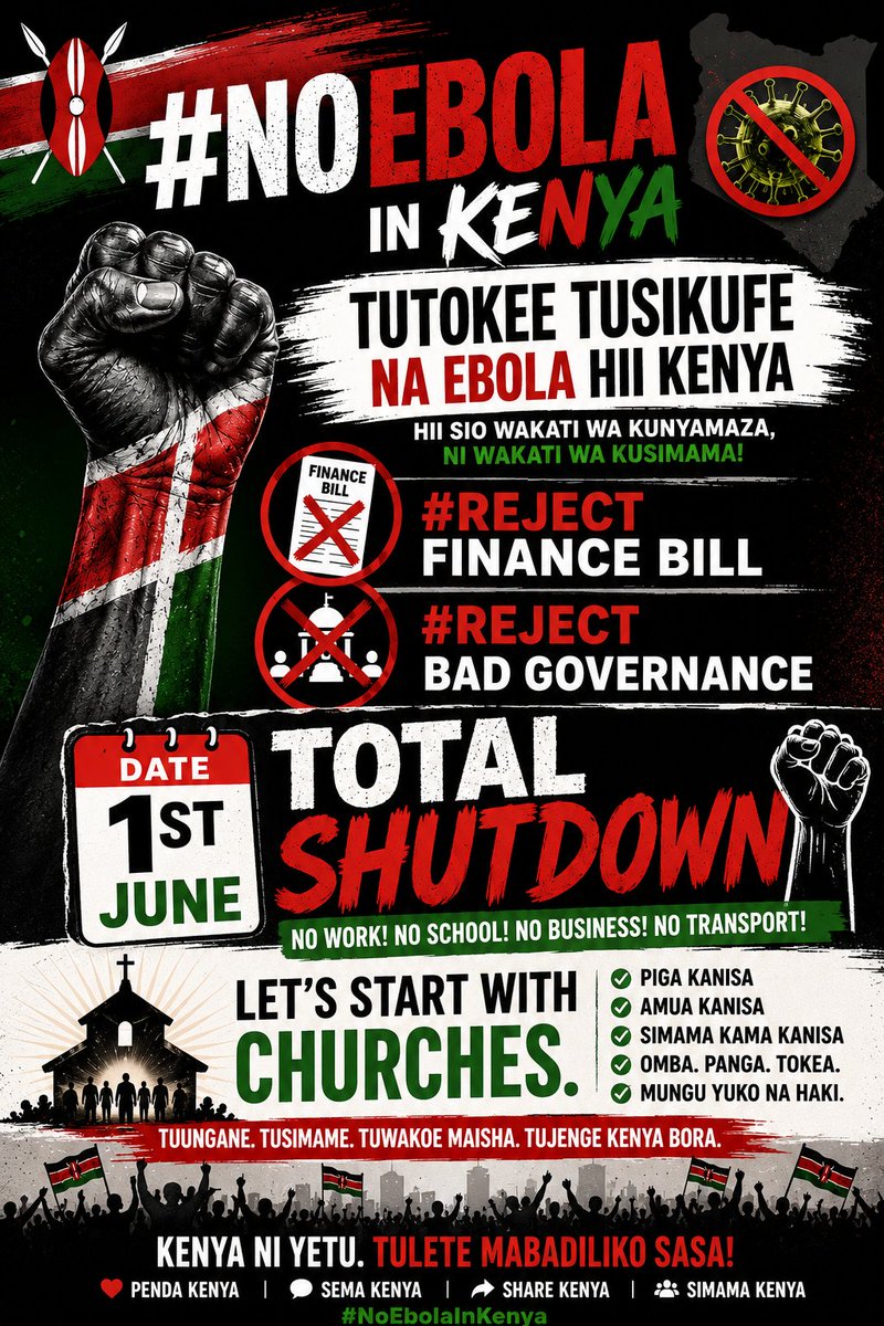 mael_meek21013's tweet photo. Monday, 1st June: Kenyans declare a public holiday for maandamano. Voices united, change demanded." https://t.co/aA6DgfzSXH