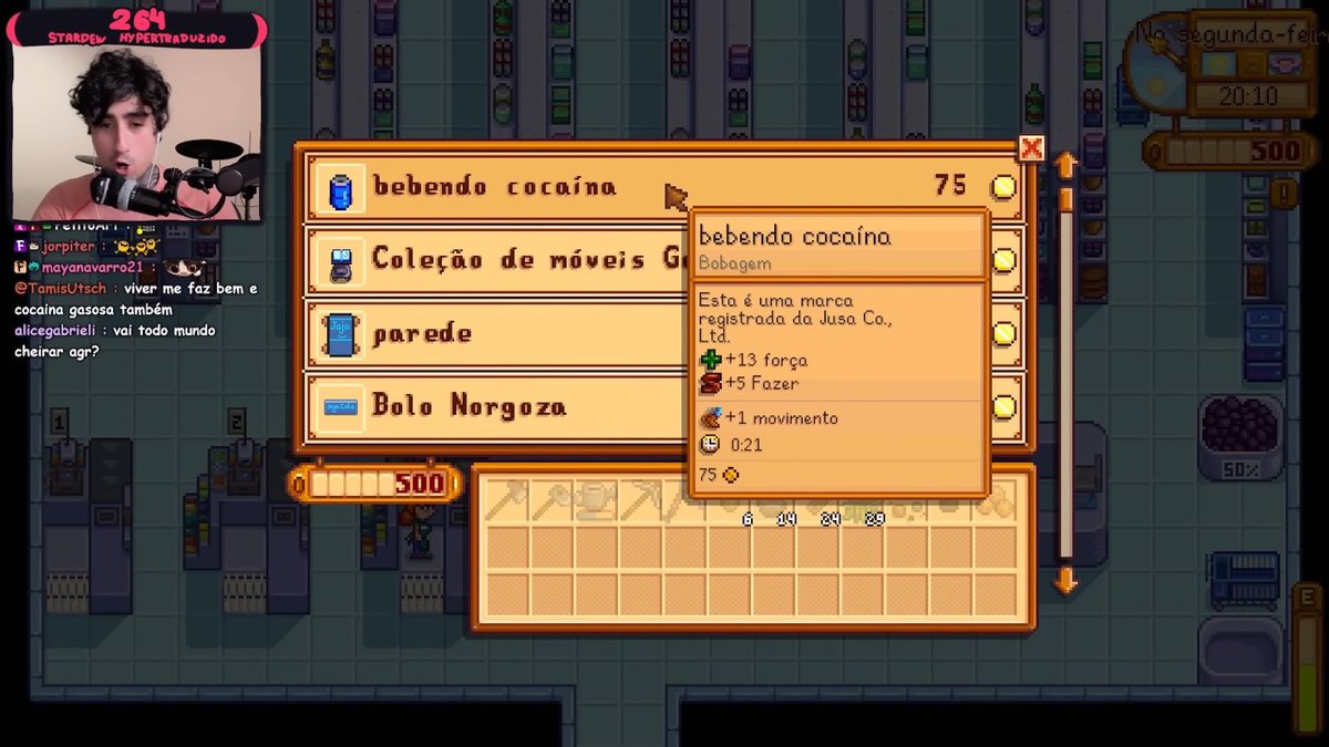 AcervoStardew's tweet photo. REFLEXO! Um mod de SV que está sendo hipertraduzido. O youtuber Felipe Felps jogou ele e rendeu várias pérolas! 🤣 https://t.co/AUtHwSdQog