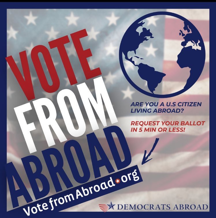 DemsAbroad's tweet photo. @thedreydossier 🇺🇸🌍 It doesn’t matter who you are,
how long you’re going,
why you left,
even if you’re taking your billions and escaping a country you ruined when you backed Trump…

If you’re a US citizen and you live abroad, you can vote in US elections with https://t.co/83LXiK8hjZ
#USExpats https://t.co/1mhwb5MnUS