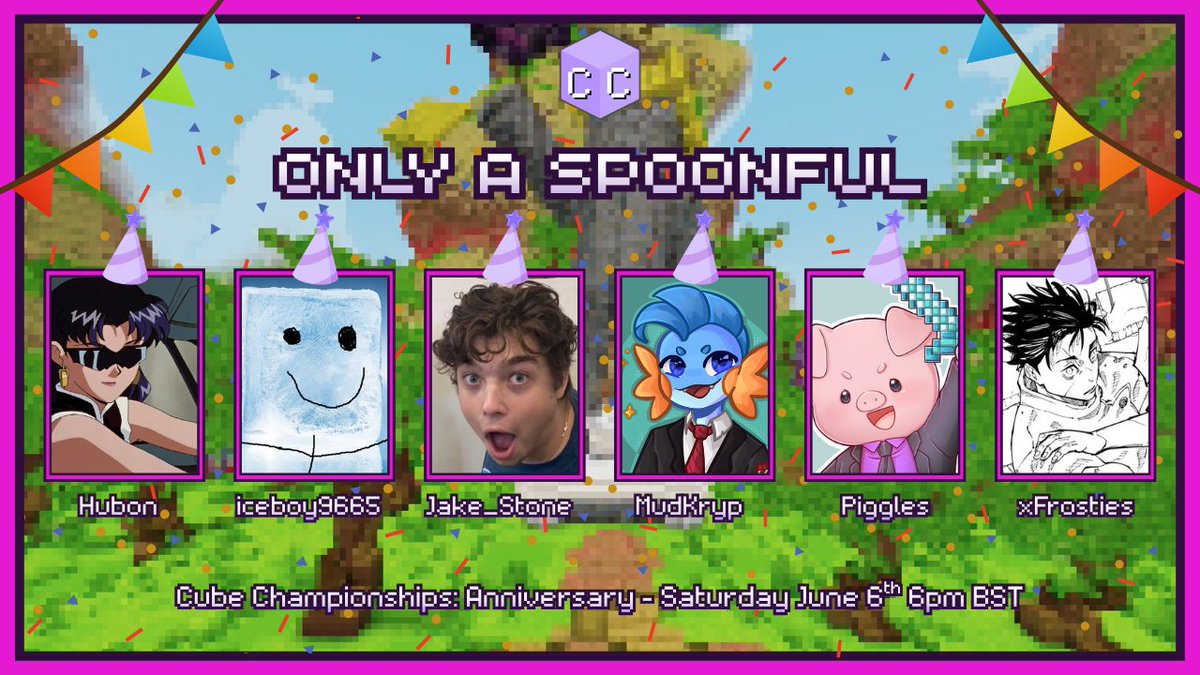 CubeChamps's tweet photo. This Rush POV will be legendary.

Announcing "Only a Spoonful" for Cube Championships: Anniversary!

@Hubo122144 
@iceboythegamer 
@Jake_Stone1118 
@MudKryp 
@ItzIgglePiggles 
@siquiiakakenny 

Watch them compete on June 6th at 6pm BST! https://t.co/A2CkqGwL7U