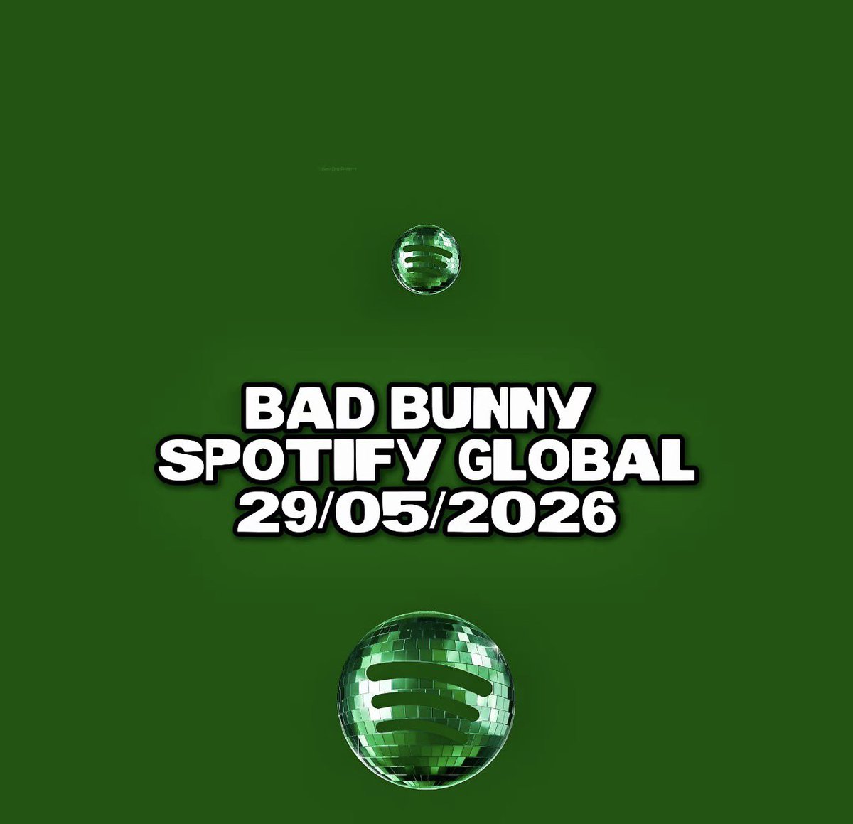 bbunnyspotify's tweet photo. BAD BUNNY On @Spotify GLOBAL - Friday MAY 30 2026: 

#12th (-): ‘DtMF’: 3,214,037 🐸
#30th (-1): ‘BAILE INoLVIDABLE’: 2,669,173 🐸
#36th (+2): ‘NUEVAYoL’: 2,445,950 🐸
#64th (+2): ‘EoO’: 1,948,183 🐸
#77th (+1): ‘Tití Me Preguntó’: 1,818,894 🏝️
#165th (-13): ‘LA CANCIÓN’: 1,381,320 🌎
#197th (-5): ‘VOY A LLeVARTE PA PR’: 1,296,774 🐸
#198th (RE): ‘Que Pasaría…’: 1,293,782 🇵🇷