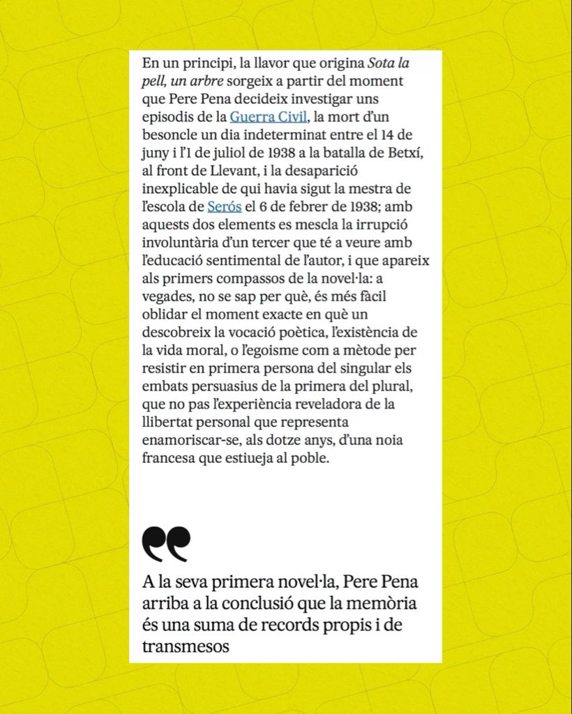 eclecta_llibres's tweet photo. «Pere Pena es presenta com un novel·lista ingenu i sentimental que amaga a consciència —això és l’únic que no li surt bé— el domini absolut que posseeix sobre l’art i la tècnica de construir novel·les». https://t.co/YeS2491lb6
