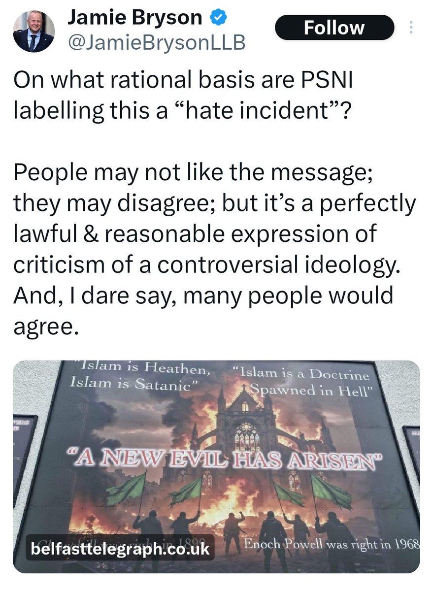 celtic_ma1888's tweet photo. I remember paisley pontificating about how roman catholics were heathens, the pope was the antichrist. There's something disturbing in a person's psyche when they think they are the people. Also quoting Powell raises even more questions about this person's morals🤷🏻‍♀️ https://t.co/d6Rh9f5a5J