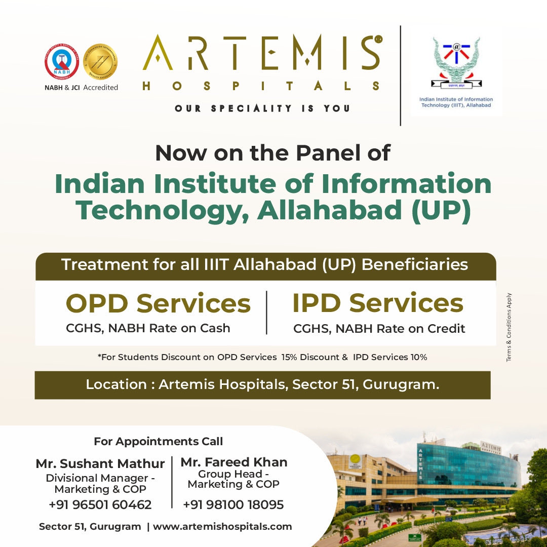 fareed596's tweet photo. Proud to announce that Artemis Hospitals is now on the panel of IIIT Allahabad (UP)!

📍 Artemis Hospitals, Sector 51, Gurugram
For appointments: | +91 98100 18095

#IIITAllahabad #IIITPrayagraj #ArtemisHospitals #StudentHealth #CGHS #NABH #Gurugram #HealthcareUpdate https://t.co/lel98ofBhV