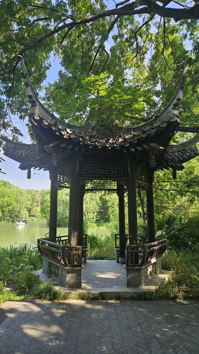 prowyh's tweet photo. Reading at a pavilion by the riverside https://t.co/9FgFZ04JXl