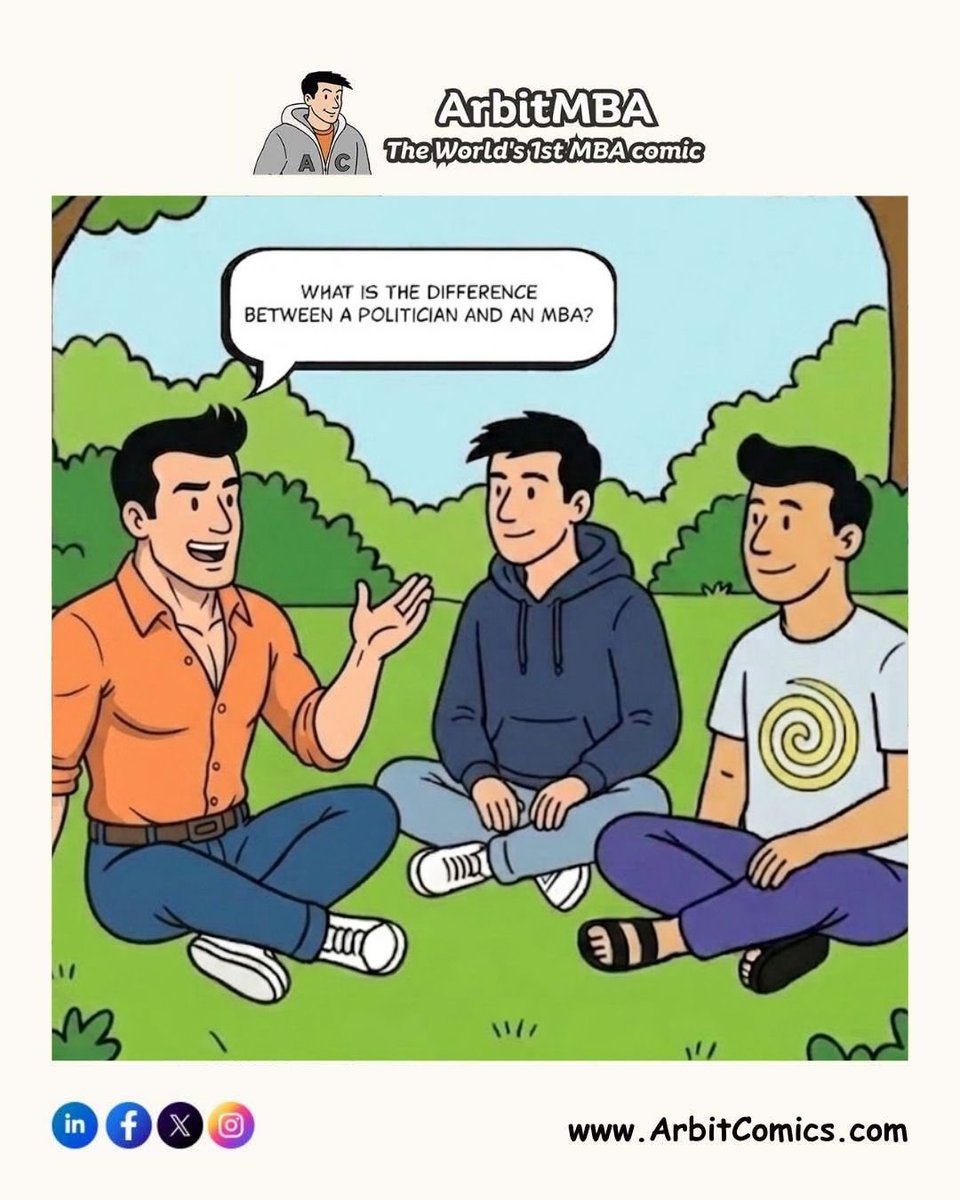 ArbitMBA's tweet photo. Politicians spin stories. MBAs spin dashboards.

#MBALife #ArbitMBA #StrategyMemes #DataDriven https://t.co/HVx26kHd7r