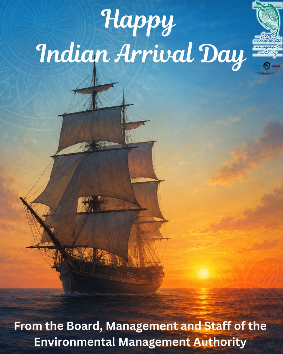 emauthority's tweet photo. We honour the strength, resilience and rich cultural heritage of the Indian indentured labourers who arrived in Trinidad and Tobago.  Their contributions have helped shape our nation and continue to enrich our society.

On behalf of the Board of Directors, Management and Staff of the EMA, we extend our warmest wishes to all of you for a happy Indian Arrival Day.

#EMA #trinidadandtobago #culture