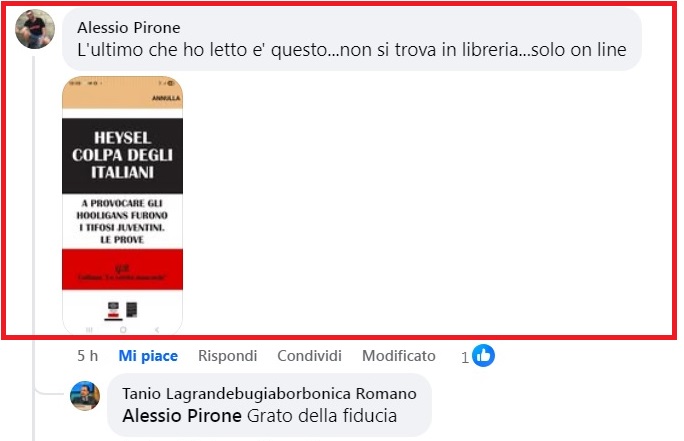 bugia_la's tweet photo. Il mio libro sull'Heysel comincia ad essere acquistato e letto anche da persone esterne alle mie concoscenze. https://t.co/wclm1ThCh9