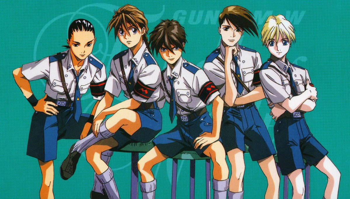 Matsurika109's tweet photo. Straightest official Gundam Wing promo art https://t.co/0Np9i9sjAY