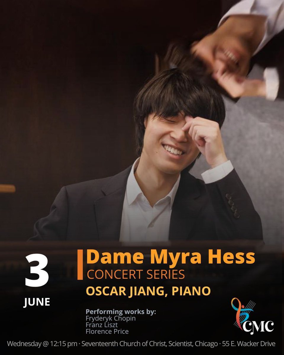 classicalmchi's tweet photo. Next Wednesday hear works by Chopin, Liszt, and Florence Price performed by pianist Oscar Jiang!

📅 Wednesday 12:15 PM
📍 Seventeenth Church of Christ, Scientist
🎟️ Free admission https://t.co/7yVz82zGuZ