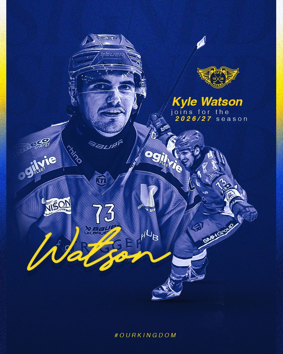 FifeFlyers's tweet photo. Flying Forward with Watson 🪽✍️

Fife Flyers Ice Hockey Club are delighted to announce the signing of forward Kyle Watson for the 2026/27 season.

Read more 👉️ https://t.co/4036YQnRNm https://t.co/bFh7laxcFm