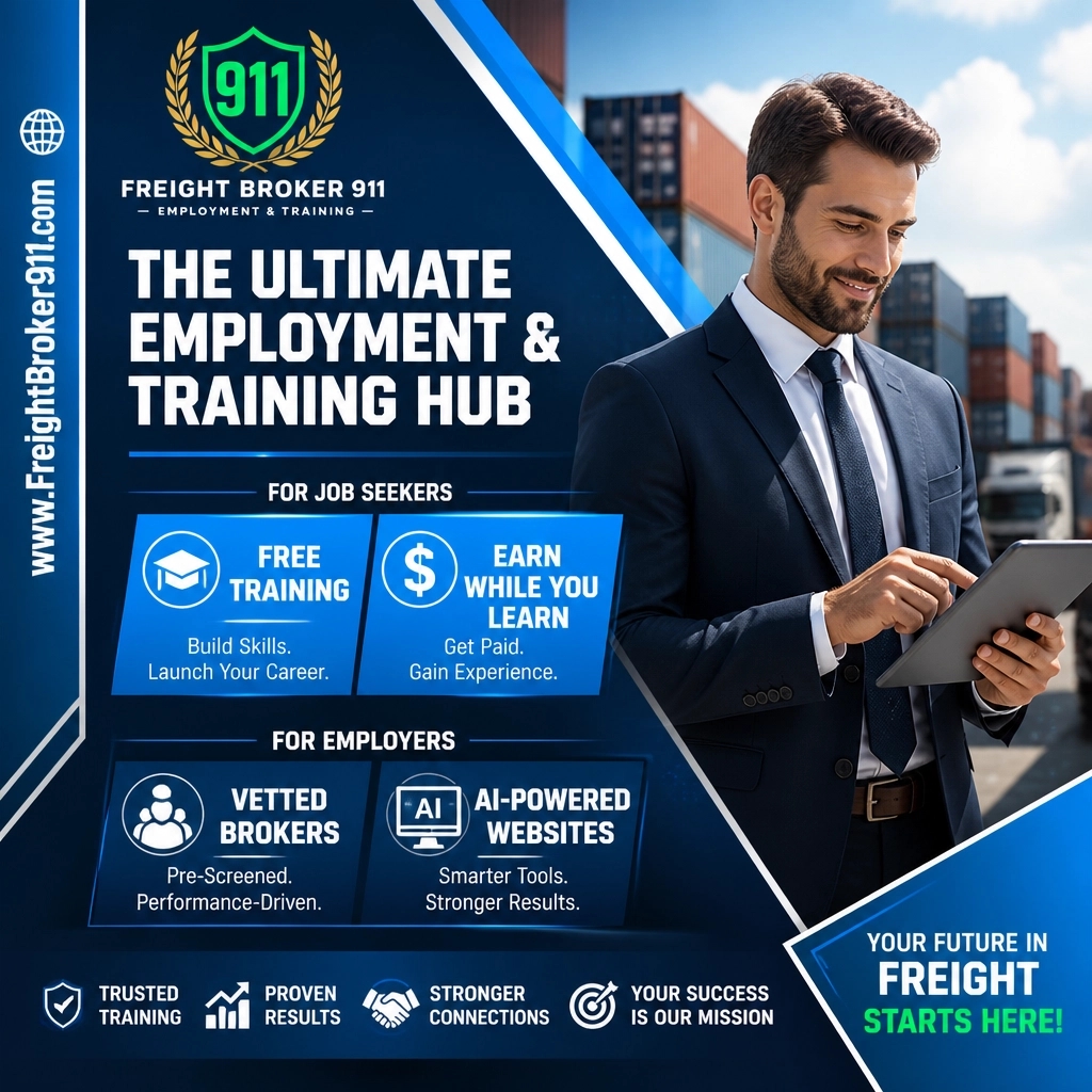 911freight's tweet photo. Lead the pack with Freight Broker 911. Job Seekers: FREE Training &amp; Earn While You Learn. Employers: Vetted brokers &amp; AI-powered tech. Your definitive employment &amp; training solution.

https://t.co/S5tFCEjm1N

#Logistics #FreightBroker #Career #AI https://t.co/sSuIH9R2H6
