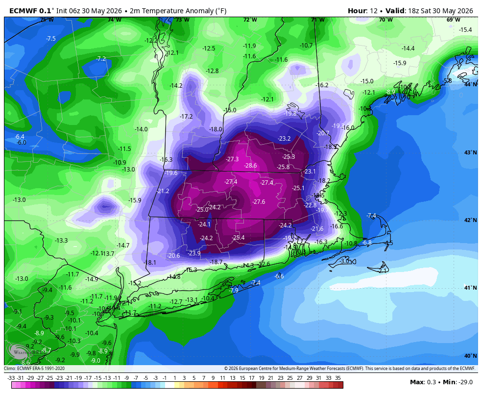BigJoeBastardi's tweet photo. Gotta be one of the coldest, if not the coldest, May 30 afternoon on record in much of southern New England
Winds gusting over 60 mph with driving rain
Some Power outages Mass.  Storm dove in from the northwest and is bombing out https://t.co/vg9bHcNr0N