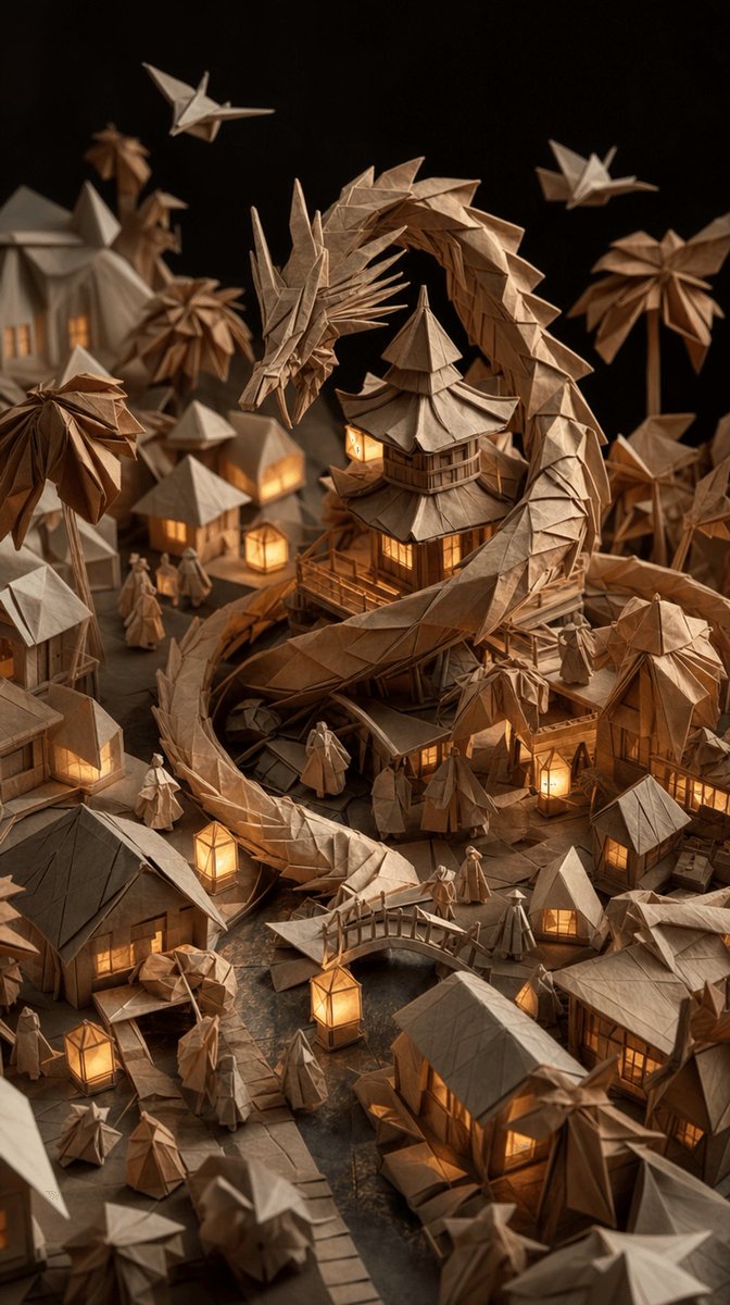 Origami Paper Miniature Village