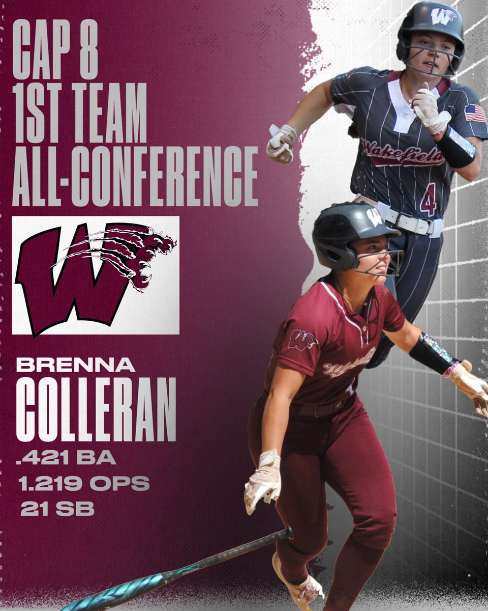 wolverine_sball's tweet photo. Congratulations to @Bkcolleran2026 on making the 2026 CAP-8 First Team All Conference Team #wakefieldhssoftball https://t.co/f56k21YYXT