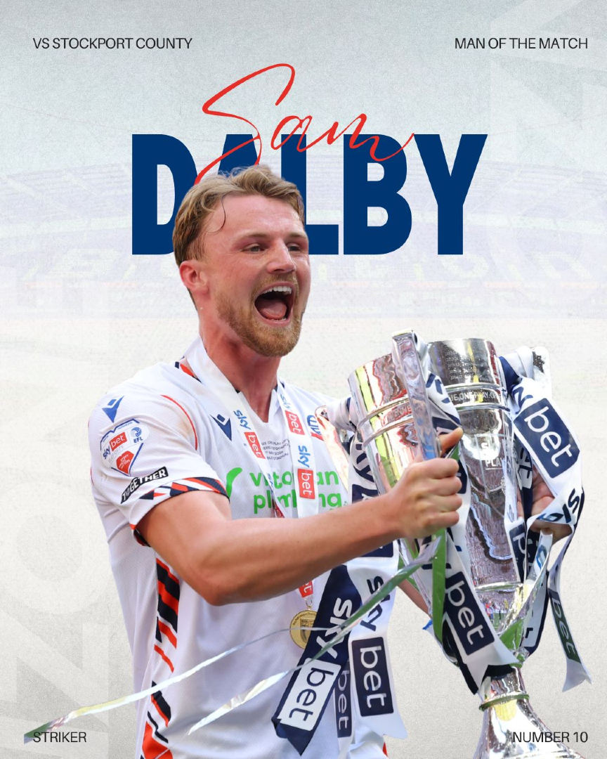 TheFanzonePod's tweet photo. Super Sam Dalby was voted your Play-Off Final Fanzone MOTM in last night's show! 😮‍💨

#BWFC https://t.co/CKneteAmqM