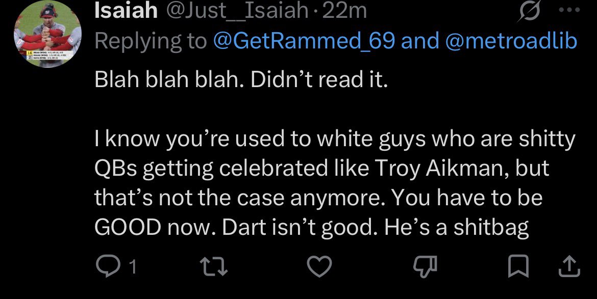 GetGapped69's tweet photo. @Just__Isaiah @GetRammed_69 @metroadlib HAHAHAHAHAHAHA HOLD THAT L NIGGER BOY 💀💀💀 https://t.co/tMrpdw12I2