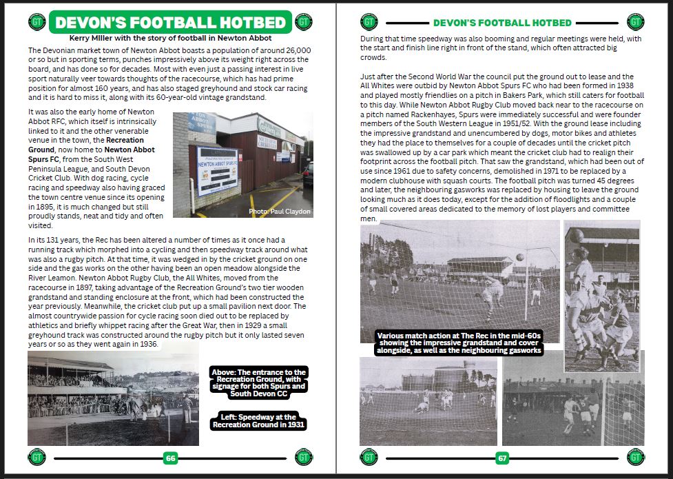 paul_gtastic's tweet photo. In GT125 esteemed author Kerry Miller looks at the grounds in the Devon town of Newton Abbot. He traces the history of the Recreation Ground, Centrax SG, Coach Road, Homers Lane &amp; Homers Heath in 8 fact and photo filled pages.
Order: https://t.co/wIgcmKbdI2 https://t.co/88gtNBYMgU