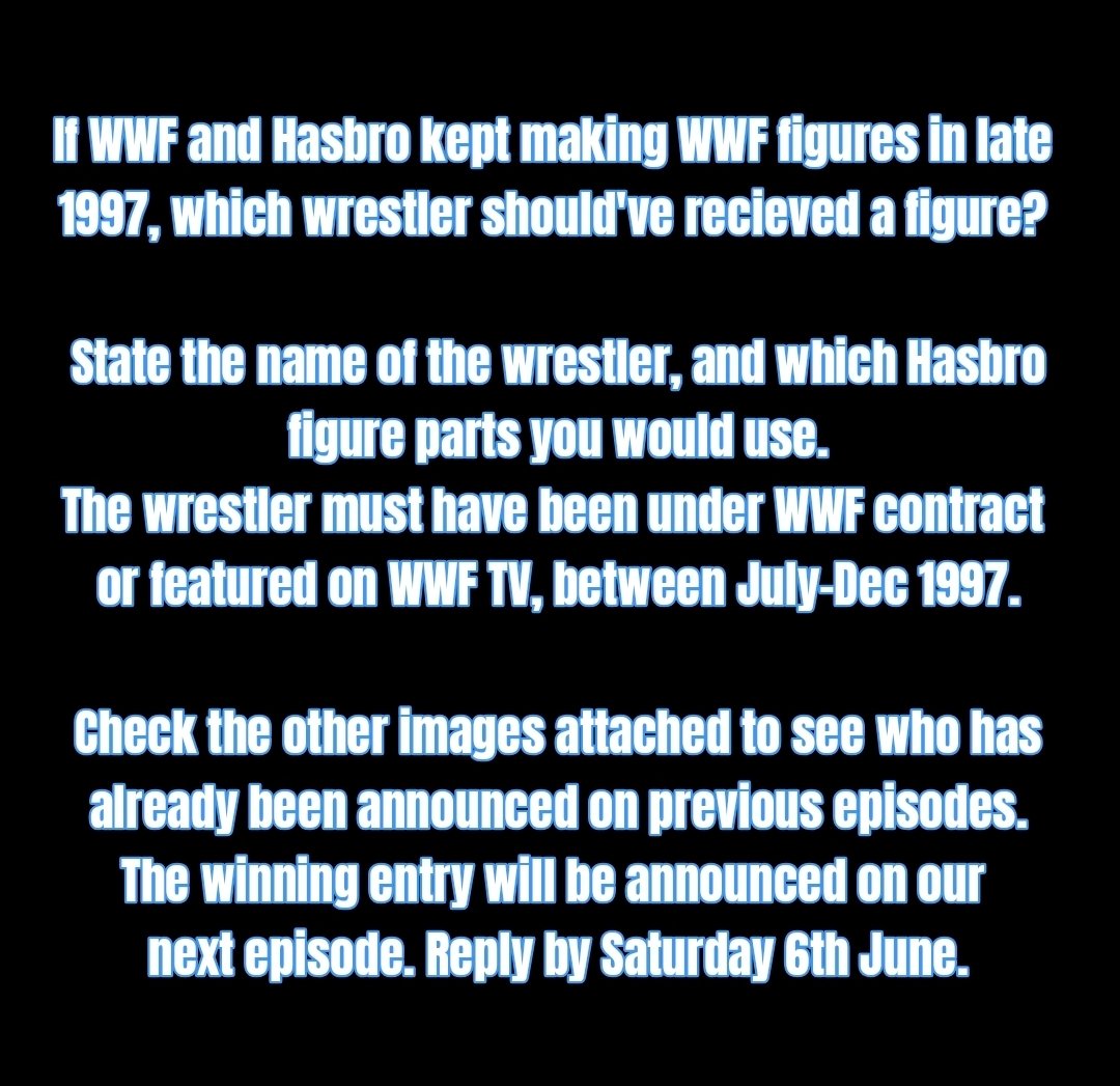 grapplearcade's tweet photo. Ep.5: "If Hasbro &amp; WWF kept making figures". In this episide, ECW music maestro @harry_slash joins us to chat Hasbros.
https://t.co/Eg769W7Oq8

COMP: Which WWF wrestler should've got a Hasbro in late 1997? 
See images for full details, prizes from @RockAndRollCo &amp; @jandjfigures https://t.co/Umc4bKOg3K