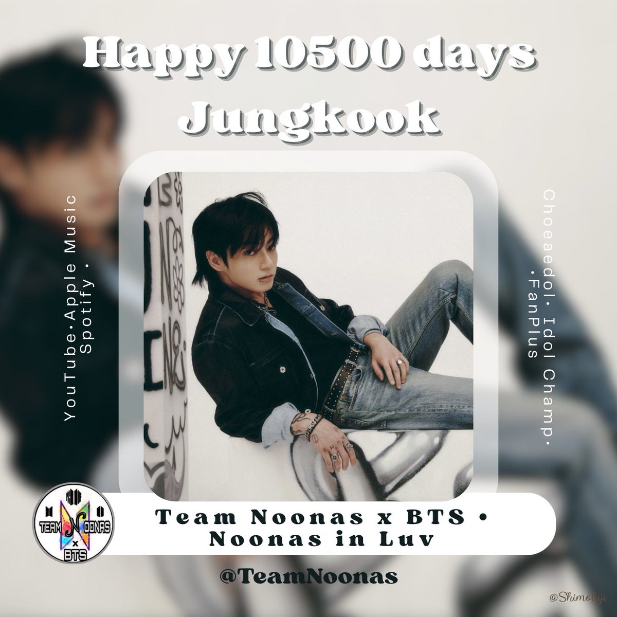 TeamNoonas's tweet photo. Hola team, ya están nuestros posts en Choeaedol 
Post individual Noonas in Luv
Ayúdanos a lograr el hada de la caridad por los 10500 días de #JUNGKOOK #정국 vota con tus corazones en nuestro post 
https://t.co/Hd2CAhxWVo

Hoy publicó: @Shimoluji https://t.co/QQDnbsyUzO