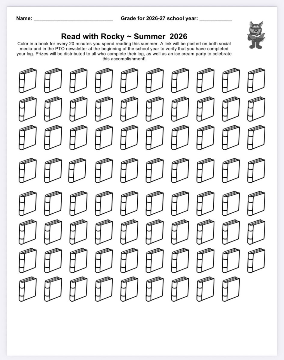 ReaViewPTO's tweet photo. Read with Rocky is back this summer! Print the attached reading log for your child and have them read 20 minutes per day this summer in order to be eligible for prizes at the beginning of the next school year, as well as an ice cream party! https://t.co/pLfzMxqjIB