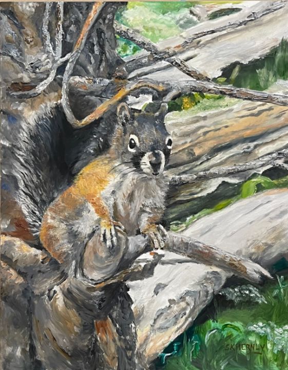 SHernly's tweet photo. Art of the Day! "Curious Squirrel of Mount Humphrey.". Buy at: https://t.co/0wuKSmWew2 https://t.co/B3OOIOytgs