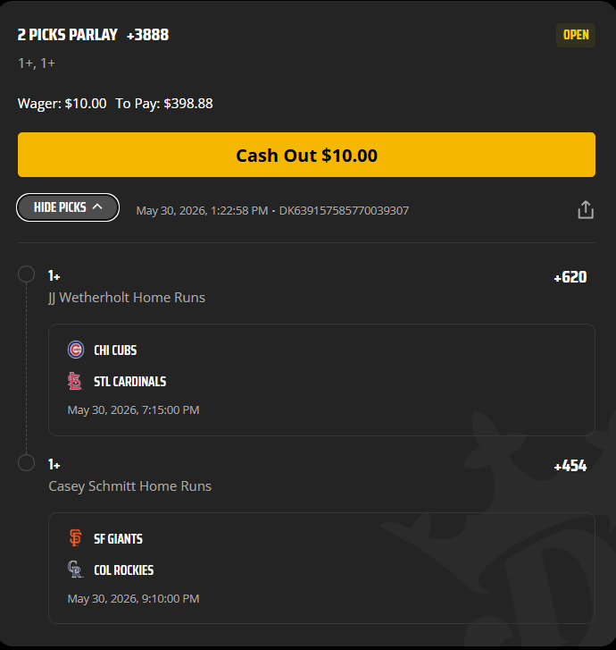 HomeRunPredict's tweet photo. This looks good to me. $25 to a random person that likes and reposts when this bangs. https://t.co/lWQyu0PYSW
