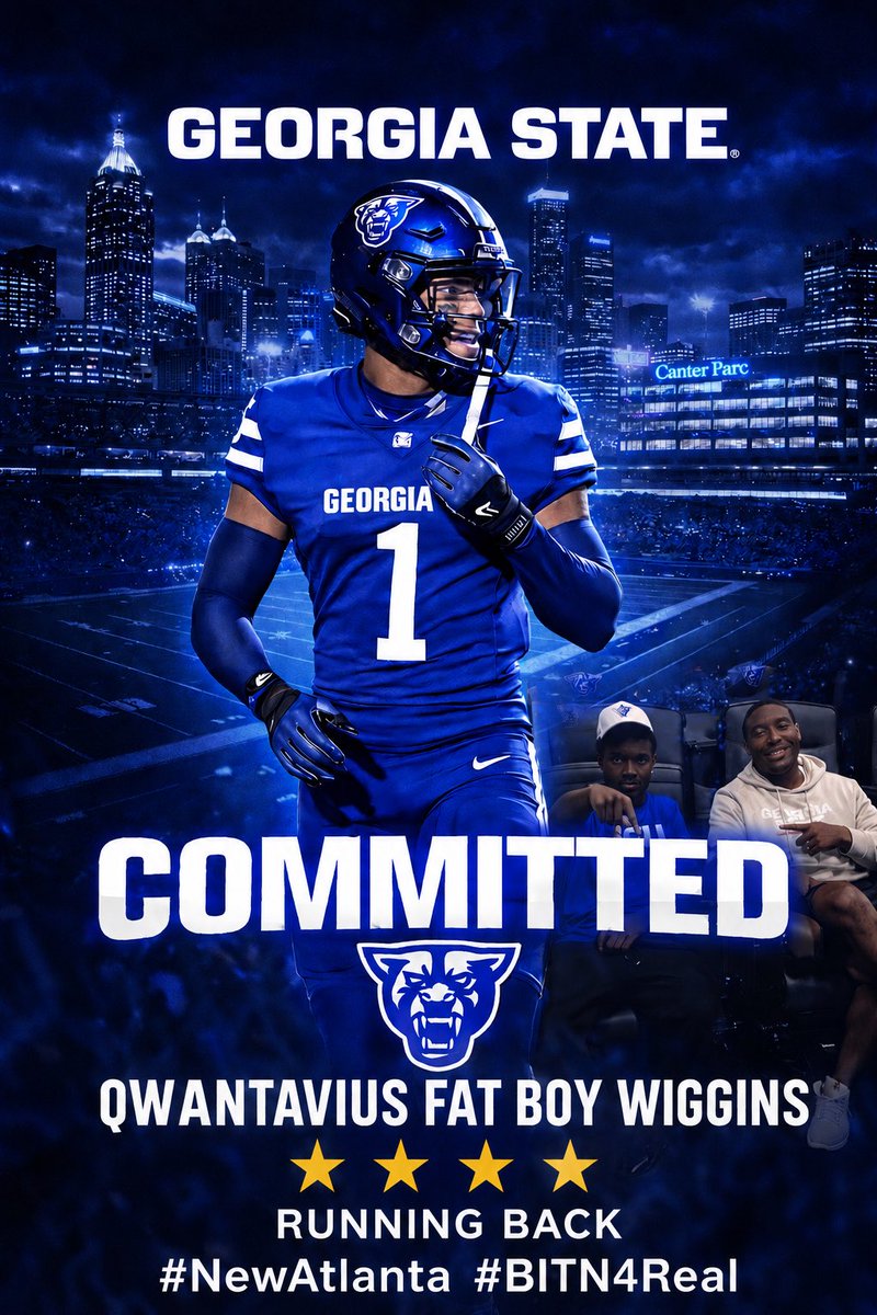 QWiggins08's tweet photo. COMMITTED & SIGNED 🔵⚪️🏈
The city raised me. Now it’s time to represent it.
100% committed to Georgia State University!
Thank you @Enrique__Davis, @DellMcGee, and the entire staff for believing in me. Atlanta, let’s make history!
#NewAtlanta #BITN #BITN4Real #RBU #TheStateWay https://t.co/T8DtSJH1WJ