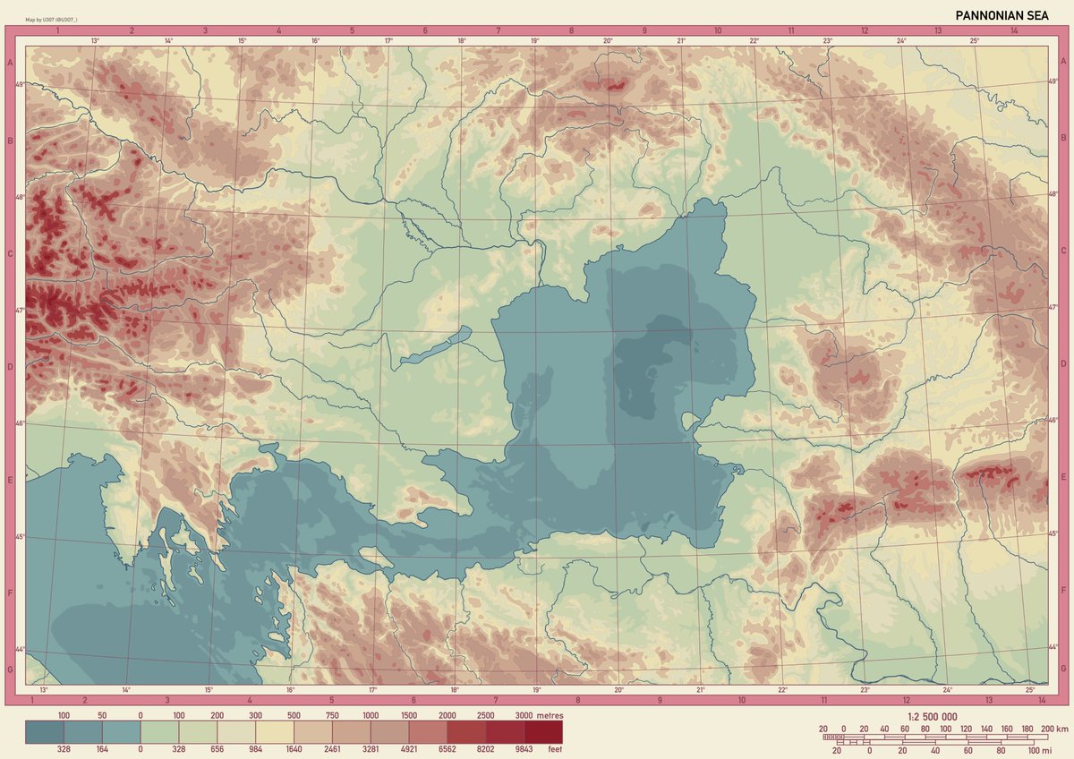 U3O7_'s tweet photo. The map of a Pannonian Sea I made for fun (not the real Pannonian sea that existed in the past, but a fictional one)
Bavaria also got turned into mountains https://t.co/HrrxBwMd8c