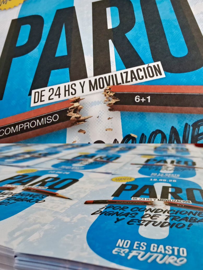 FenapesUruguay's tweet photo. RUMBO AL 10/6

👉 Si la educación pública no es prioridad, hay movilización.  
👉 El 0 lo quebramos con organización y lucha.  
👉 No es gasto, es futuro.

🗓️ 10/6: Paro Nacional de 24 horas.  
📢 Por condiciones dignas de trabajo y estudio.

#FenapesSeMueve https://t.co/hWfGrpk9QD