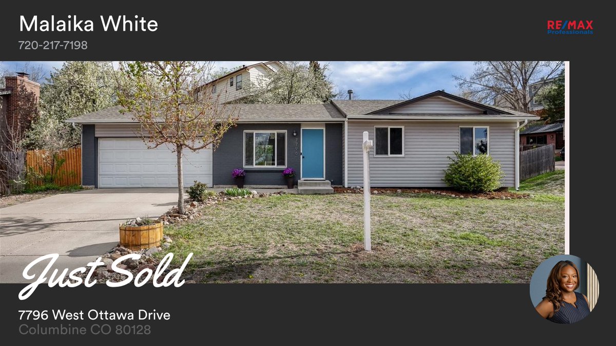 Malaika_Realtor's tweet photo. 🛌 4 🛀 2 🚘 2
📍 7796 West Ottawa Drive, Columbine, CO, 80128

My latest sale on RateMyAgent.
CO FA.100083683
https://t.co/O4DrfInfih

...
#ratemyagent #realestate https://t.co/M2zCX3X9qc