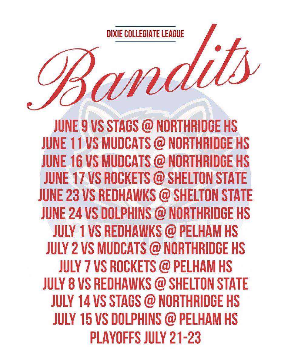 dixieclbaseball's tweet photo. 🚨Introducing the 2026 Dixie Collegiate League Bandits🚨

The Bandits will be coached by Colby Smelley (@colbysmelley)! https://t.co/BvmDcMIwou