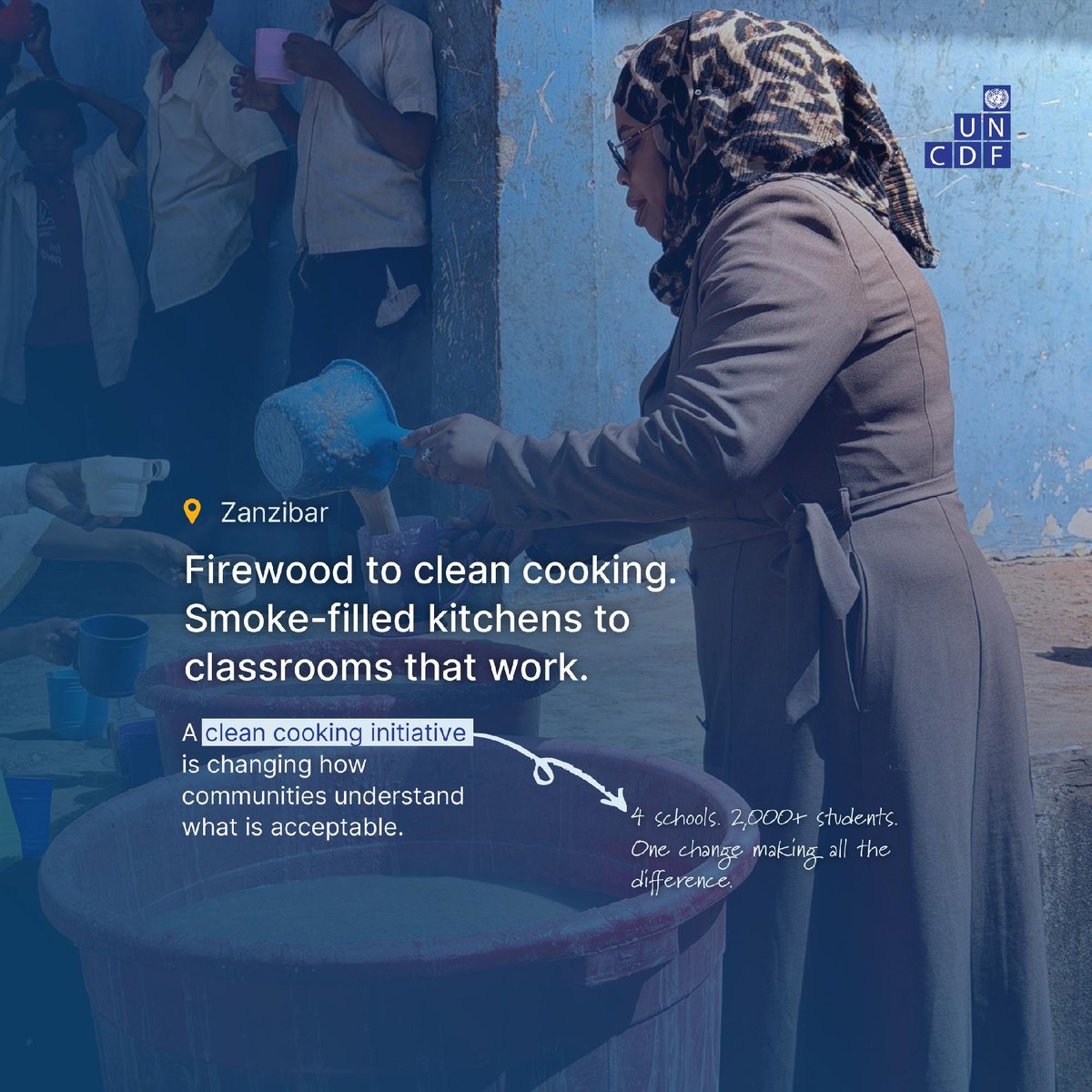 UNCDF's tweet photo. What if students could focus on learning instead of collecting firewood?

🚀 Launched in 2026 through the UN Zanzibar Joint Programme, a clean cooking initiative is already making a tangible difference across 4 public schools with more than 2,000 students.

@UnitedNationsTZ https://t.co/2K8illAsAV