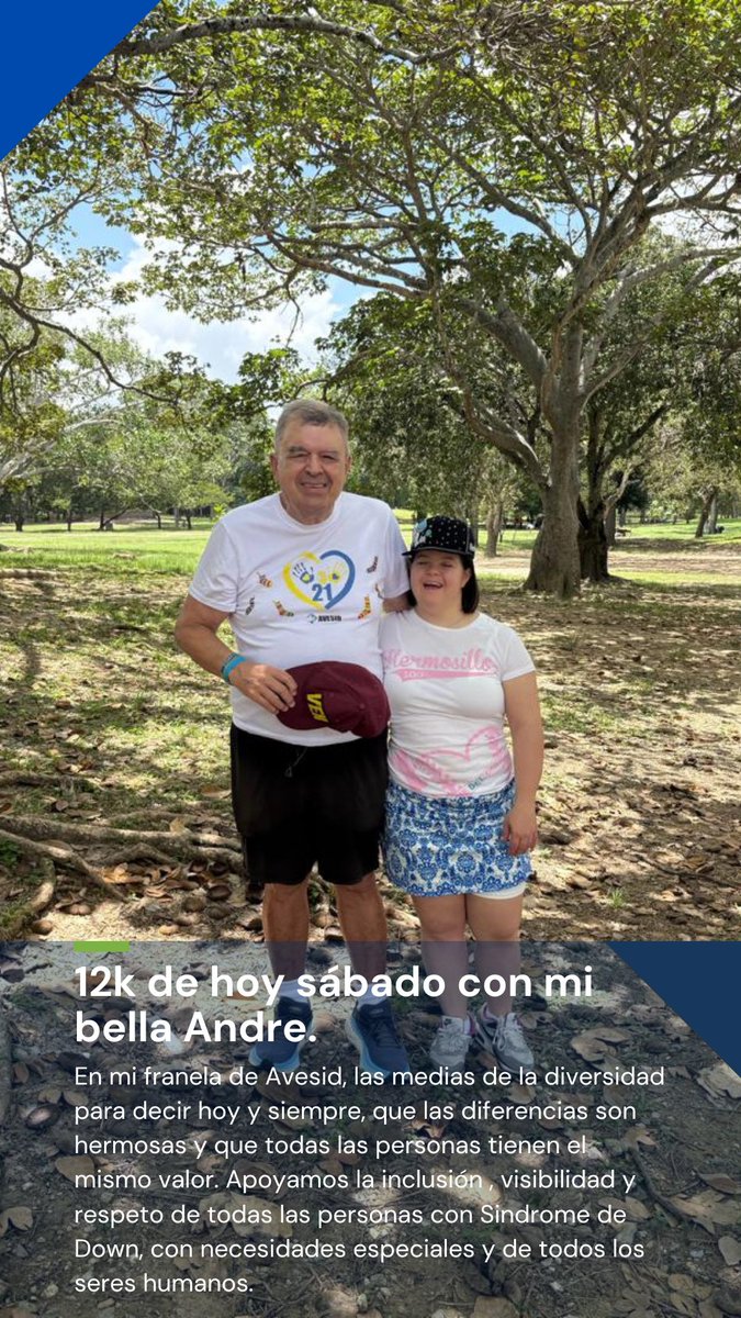 josegrasso's tweet photo. 12K de hoy sábado con mi compañera mi hija Andreina. En mi franela de @avesid, las medias de la diversidad para decir hoy y siempre, que las diferencias son hermosas y que todas las personas tienen el mismo valor. Apoyamos la inclusión , visibilidad y respeto de todas las personas con Sindrome de Down, con necesidades especiales y de todos los seres humanos.