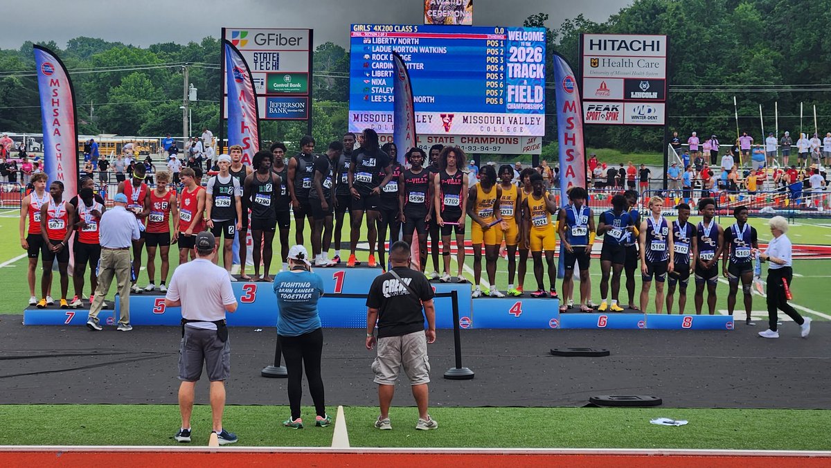 BSHSBoysTF's tweet photo. What a run by our boys 4x2 setting a school record last week and coming home with 4th place in the 4x200 meter relay at state! Pictures from left to right Justyn Lindsey, Stan Clark, Devin Jackson, and Aiden Ware. @WildcatsBSHS #greatdaytoneawildcat https://t.co/UjBb02WRhX