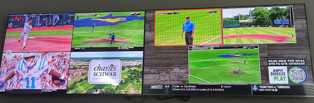 Engle12's tweet photo. @ChrisBurke02 @Mike_Rooney @KrisBudden 

The wife &amp; daughters step out of the house and Mancave turns into “Mancave” !!! 
#SqueezePlay #ESPNsqueezePlay

Go #Noles https://t.co/vXzFzVzHxQ