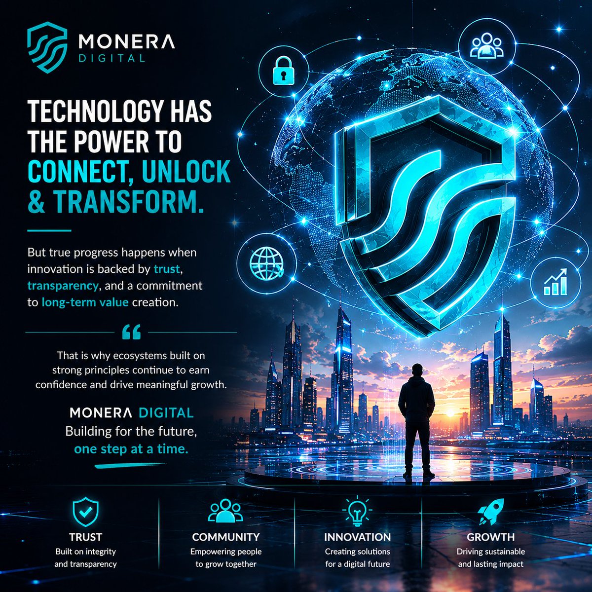 OMOxRAGE's tweet photo. Technology has the power to connect people, unlock opportunities, and transform industries.

But true progress happens when innovation is backed by trust, transparency, and a commitment to long-term value creation.

That is why ecosystems built on strong principles continue to earn confidence and drive meaningful growth.

@Monera_Digital is focused on building for the future, one step at a time. 💡🌍

#MoneraDigital #DigitalInnovation #TechFuture