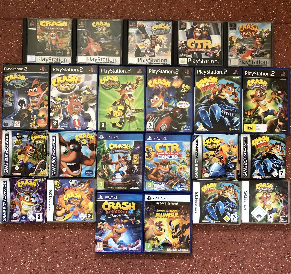 CurrBilly's tweet photo. @Chainriffs @JPEGGx @Stake @Naughty_Dog Crash Bandicoot is my Childhood and my Favourite Video Game Franchise of all time ❤️ Here is my Crash Bandicoot Video Game Collection 🎮 https://t.co/FvO0yejWj6